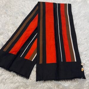 Vintage Black, Red, and Brown Striped Scarf made in Italy